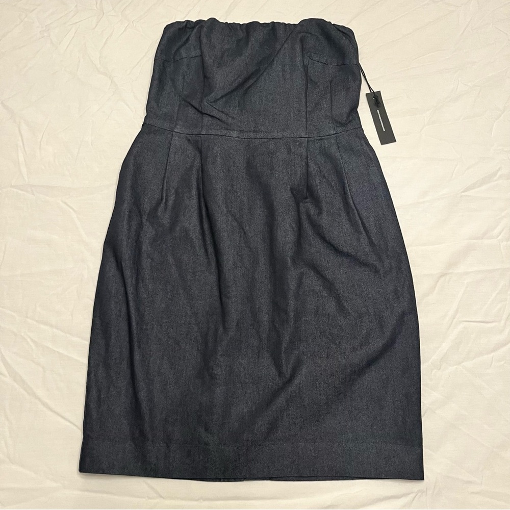 Express Midnight Blue Strapless Dress